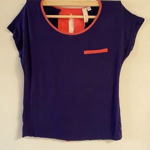 Robin K navy blouse cap sleeve size xl blouse